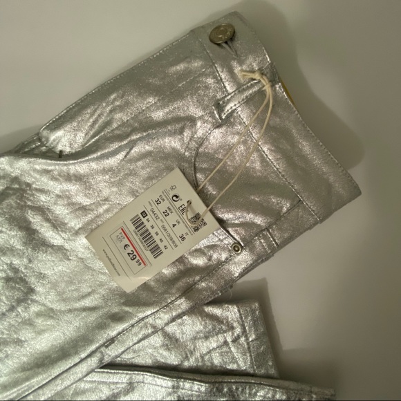 Silver metallic cargo skinny jeggings jeans - Picture 2 of 5